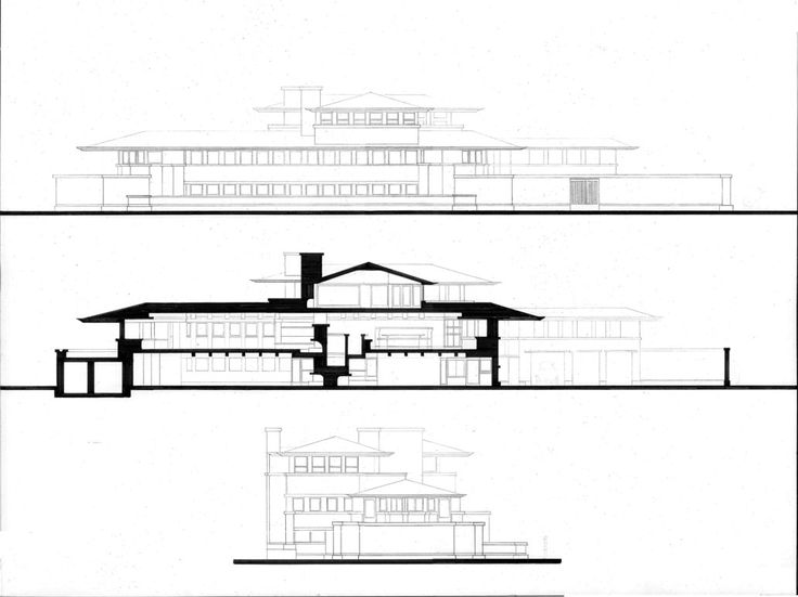 Robie House - Elevations Source: www.pinterest.com