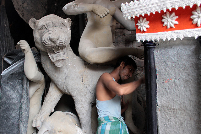 A Durga idol in the Making Picture Courtesy; Shahnawaz Sid